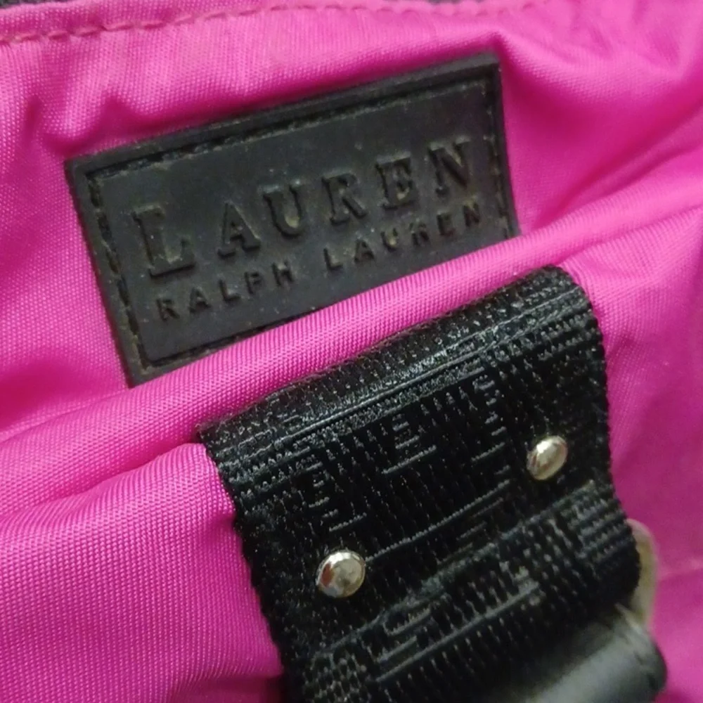 RALPH LAUREN hobo bag Barbie pink & black bucket shoulder yoga purse